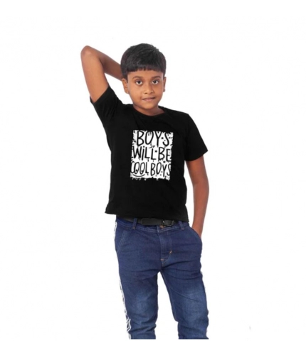 Boys Cotton Will Be Cool Half Sleeve TShirt (Black)