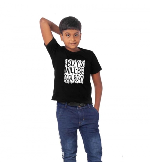 Boys Cotton Will Be Cool Half Sleeve TShirt (Black)