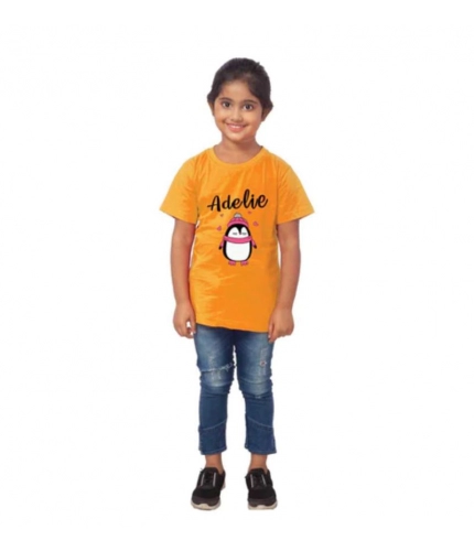 Girls Cotton Adelie Half Sleeve TShirt (Mustard)