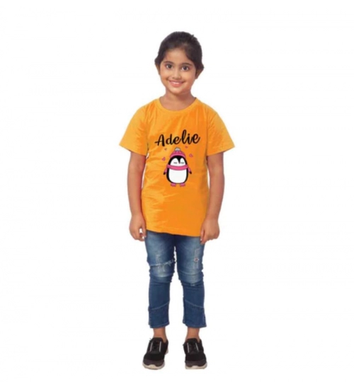 Girls Cotton Adelie Half Sleeve TShirt (Mustard)