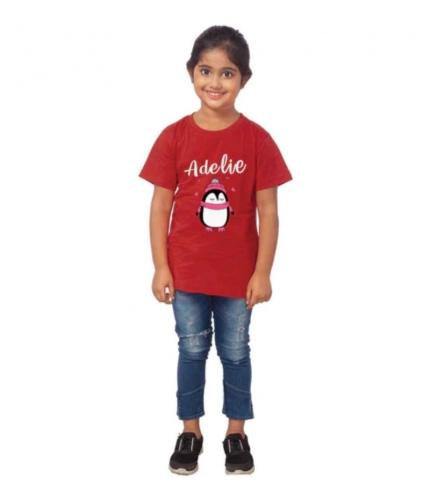 Girls Cotton Adelie Half Sleeve TShirt (Maroon)