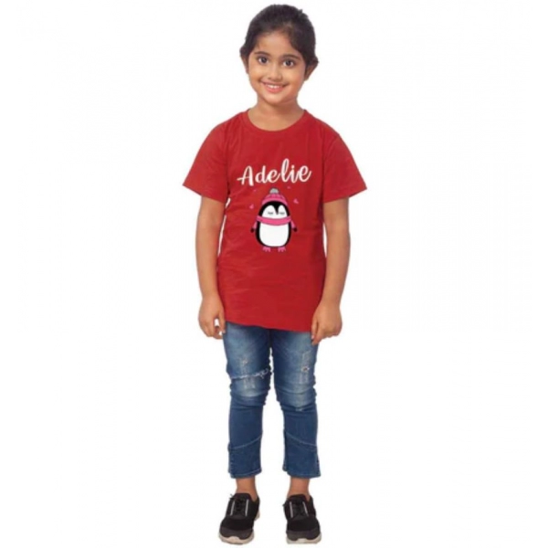 Dropship Girls Cotton Adelie Half Sleeve TShirt (Maroon)