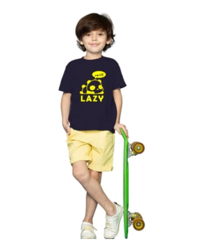 Boys Cotton Lazy Half Sleeve TShirt (Black)