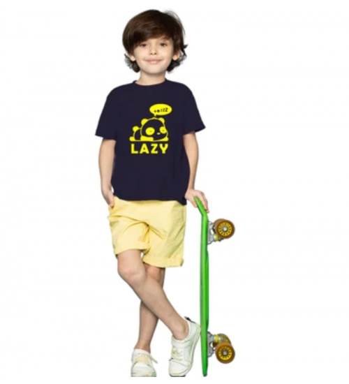 Boys Cotton Lazy Half Sleeve TShirt (Black)