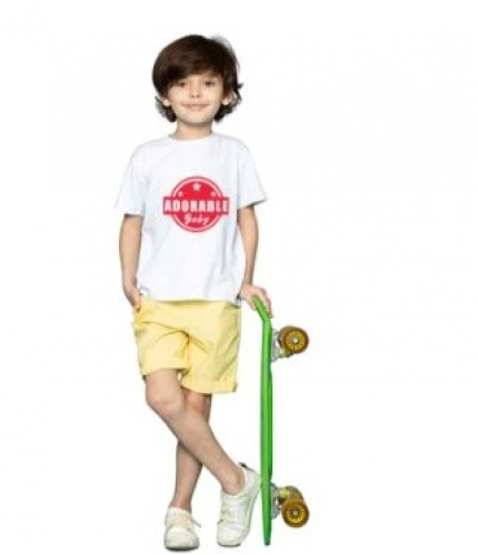 Boys Cotton Adorable Baby Half Sleeve TShirt (White)