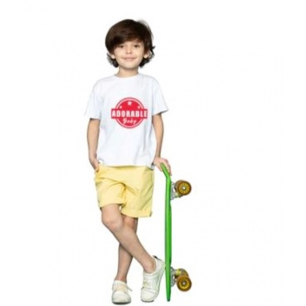 Dropship Boys Cotton Adorable Baby Half Sleeve TShirt (White)