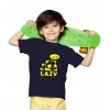 Dropship Boys Cotton Lazy Half Sleeve TShirt (Black)