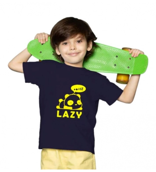 Boys Cotton Lazy Half Sleeve TShirt (Black)