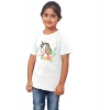 Dropship Girls Cotton Unicorn Face Half Sleeve TShirt (White)