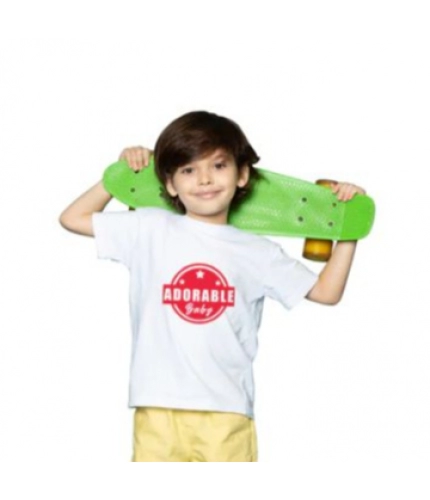 Boys Cotton Adorable Baby Half Sleeve TShirt (White)