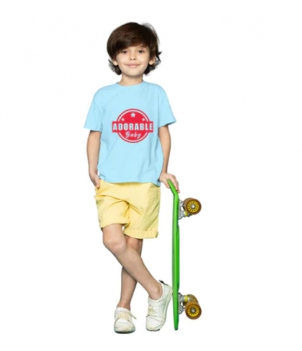 Boys Cotton Adorable Baby Half Sleeve TShirt (Sky Blue)