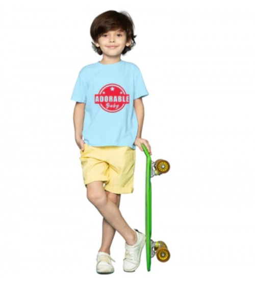 Boys Cotton Adorable Baby Half Sleeve TShirt (Sky Blue)