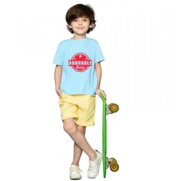 Dropship Boys Cotton Adorable Baby Half Sleeve TShirt (Sky Blue)