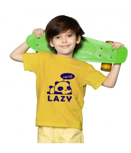 Boys Cotton Lazy Half Sleeve TShirt (Mustard)