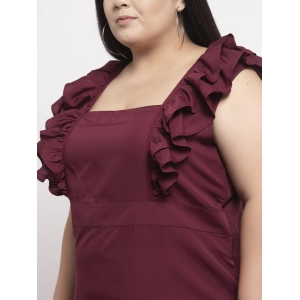 Generic Women's Crepe Solid Knee Length Fit and Flare Dress (Brown)