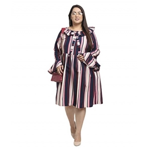 Generic Women's Crepe Printed Knee Length Fit and Flare Dress (Multi)