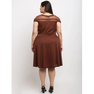 Generic Women's Hojri Solid Knee Length Fit and Flare Dress (Brown)