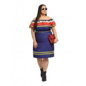 Generic Women's Crepe Printed Knee Length Fit and Flare Dress (Multi)