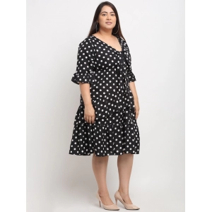 Generic Women's Crepe Printed Knee Length Fit and Flare Dress (Multi)