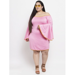 Generic Women's Hojri Solid Knee Length Fit and Flare Dress (Pink)