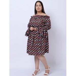 Generic Women's Crepe Printed Knee Length Fit and Flare Dress (Multicolor)