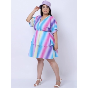 Generic Women's Crepe Printed Knee Length Fit and Flare Dress (Multicolor)