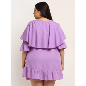 Generic Women's Crepe Solid Knee Length Fit and Flare Dress (Purpal)