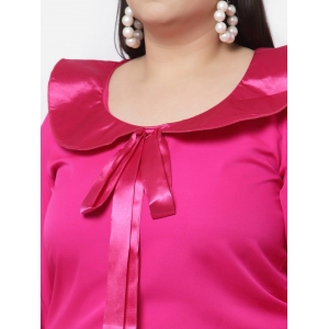 Generic Women's Crepe Solid Knee Length Fit and Flare Dress (Pink)