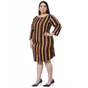 Generic Women's Crepe Printed Knee Length Fit and Flare Dress (Multi)