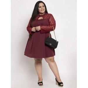 Generic Women's Crepe Solid Knee Length Fit and Flare Dress (Brown)
