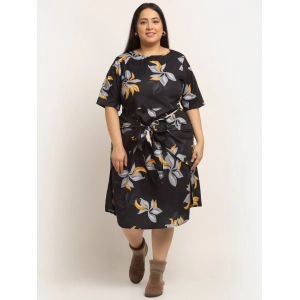 Generic Women's Crepe Printed Knee Length Fit and Flare Dress (Multi)