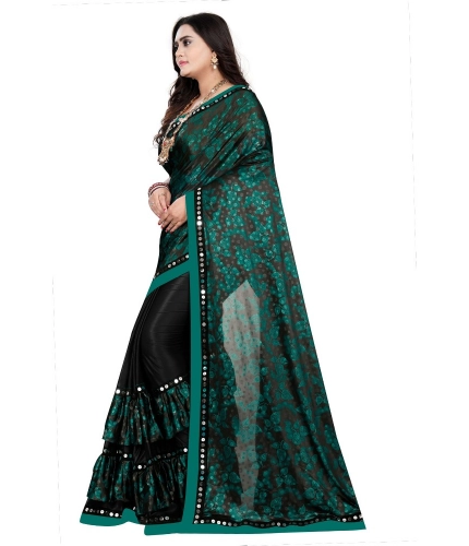 Women's Lycra Blend Saree with Blouse (Green, 5-6 Mtrs) Women's Lycra Blend Saree with Blouse (Green, 5-6 Mtrs)