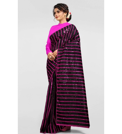 Women's Vichitra Saree with Blouse (Pink, 5-6 Mtrs)