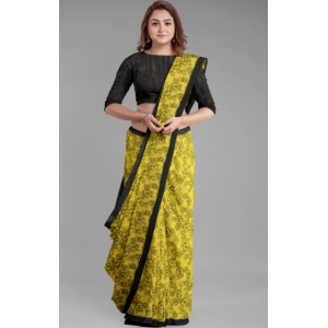 Generic Women's Super Line Saree with Blouse (Yellow, 5-6 Mtrs)