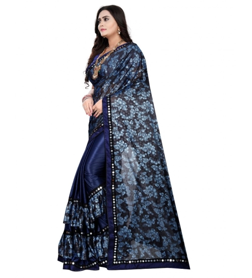 Women's Lycra Blend Saree with Blouse (Blue, 5-6 Mtrs) Women's Lycra Blend Saree with Blouse (Blue, 5-6 Mtrs)