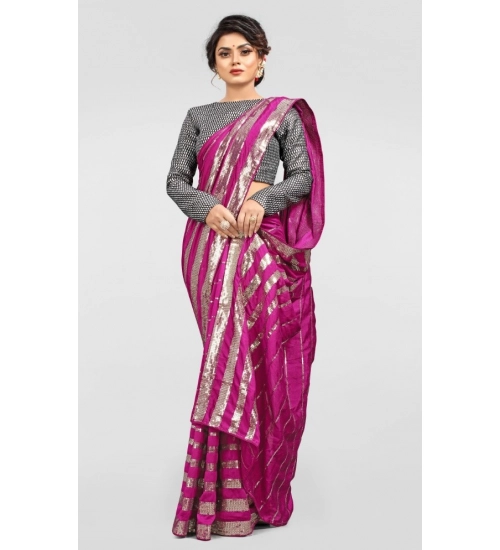 Women's Vichitra Saree with Blouse (Pink, 5-6 Mtrs)