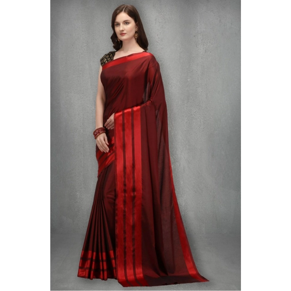 Women's Satin Silk Saree with Blouse (Red, 5-6 Mtrs) Women's Satin Silk Saree with Blouse (Red, 5-6 Mtrs)
