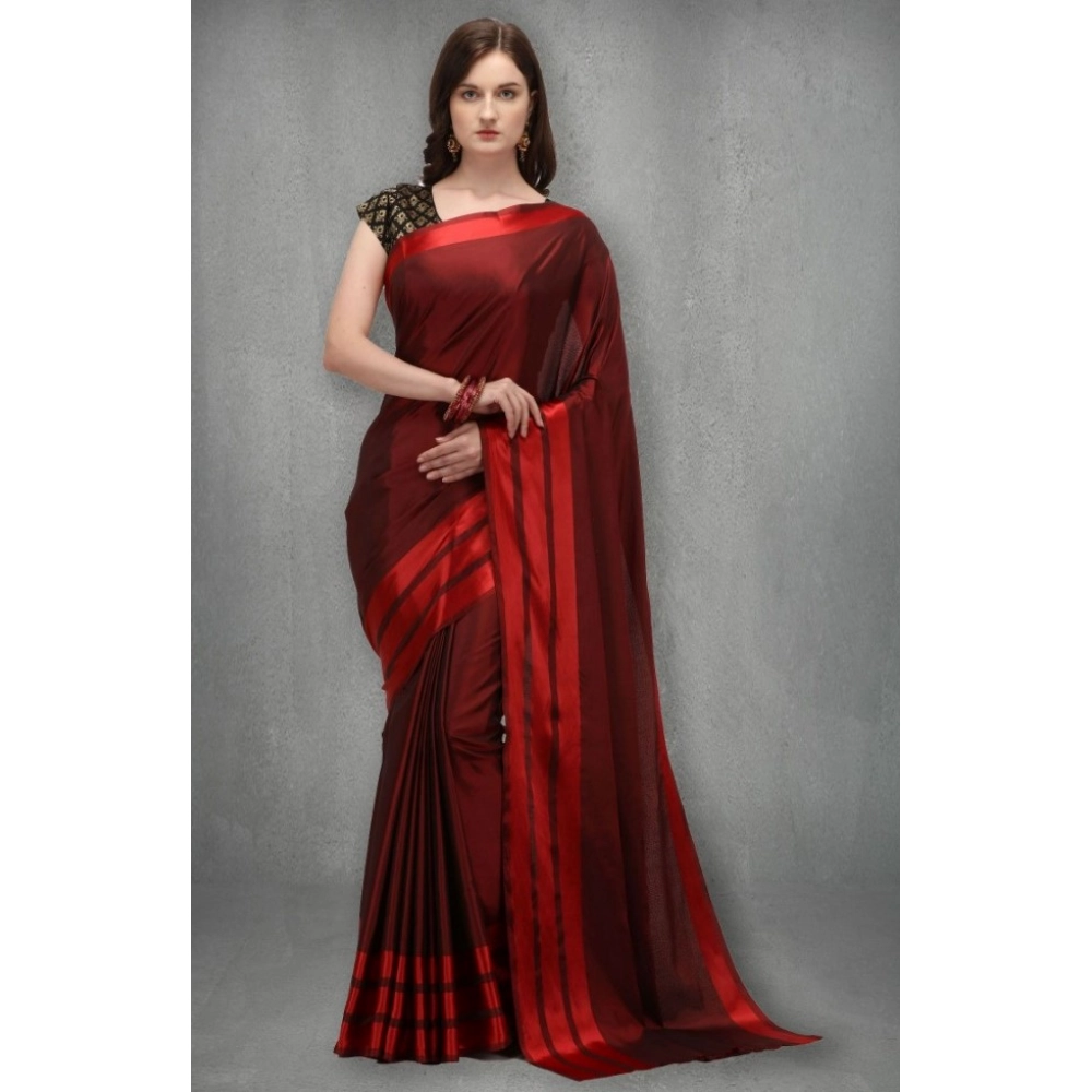 Women's Satin Silk Saree with Blouse (Red, 5-6 Mtrs) Women's Satin Silk Saree with Blouse (Red, 5-6 Mtrs)