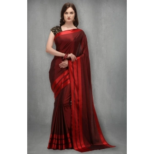 Generic Women's Satin Silk Saree with Blouse (Red, 5-6 Mtrs)