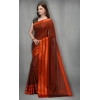 Women's Satin Silk Saree with Blouse (Orange, 5-6 Mtrs) Women's Satin Silk Saree with Blouse (Orange, 5-6 Mtrs)