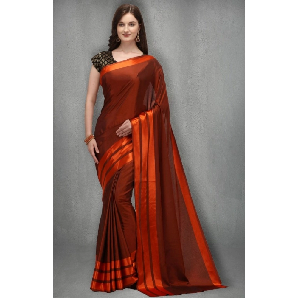 Women's Satin Silk Saree with Blouse (Orange, 5-6 Mtrs) Women's Satin Silk Saree with Blouse (Orange, 5-6 Mtrs)