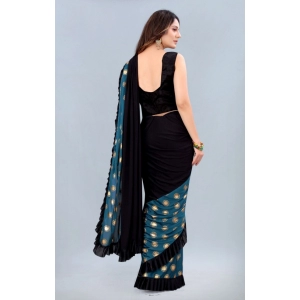 Generic Women's Lycra Blend Saree with Blouse (Rama, 5-6 Mtrs)
