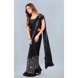 Generic Women's Lycra Blend Saree with Blouse (Grey, 5-6 Mtrs)