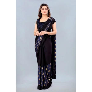 Generic Women's Lycra Blend Saree with Blouse (Blue, 5-6 Mtrs)