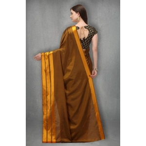 Generic Women's Satin Silk Saree with Blouse (Mustard, 5-6 Mtrs)