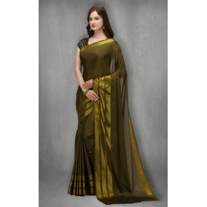 Generic Women's Satin Silk Saree with Blouse (Green, 5-6 Mtrs)