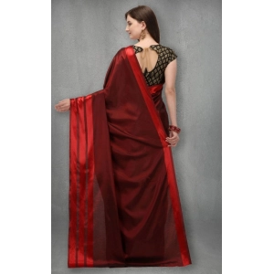 Generic Women's Satin Silk Saree with Blouse (Red, 5-6 Mtrs)