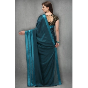 Generic Women's Satin Silk Saree with Blouse (Rama, 5-6 Mtrs)
