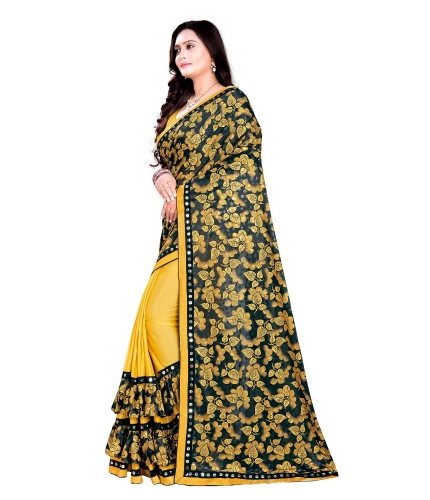 Women's Lycra Blend Saree with Blouse (Mustard, 5-6 Mtrs) Women's Lycra Blend Saree with Blouse (Mustard, 5-6 Mtrs)