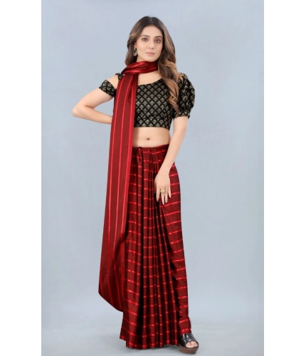Women's Satin Silk Saree with Blouse (Red, 5-6 Mtrs)